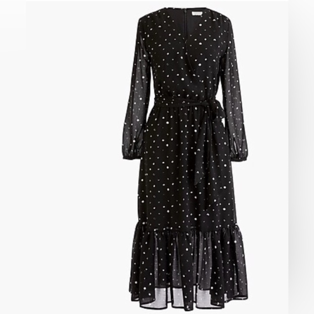 J. Crew Point Sur Faux Wrap Dress in Crinkle Chiffon - NEW WITH TAGS